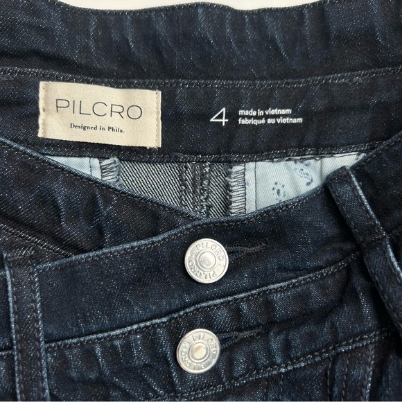 Anthropologie Pilcro The Arden Double-Waist Denim Midi Skirt Dark Wash Size 4 - Picture 8 of 10